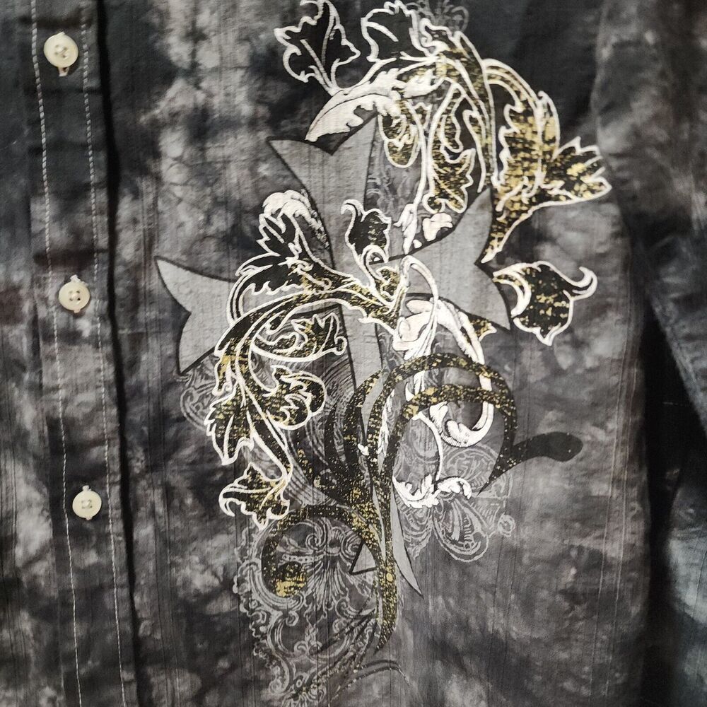 Eighty Eight Shirt Adult L Gray Tie Dye Button Up Large Graphic Print On Back - Picture 3 of 5